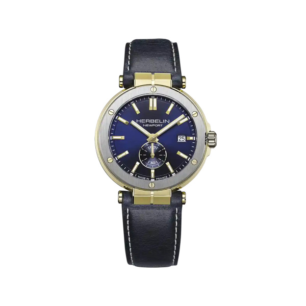 Montre Herbelin Newport 40,5 mm Quartz Petite Seconde Cadran Bleu Bracelet Cuir