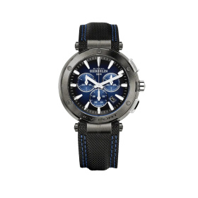 Montre Herbelin Newport 43 mm Chronographe Cadran Bleu Acier PVD Anthracite Bracelet Cuir