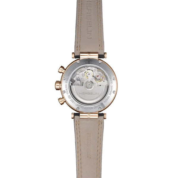 Montre Herbelin Newport Héritage 42 mm Chronographe Automatique Cadran Noir PVD Or Rose