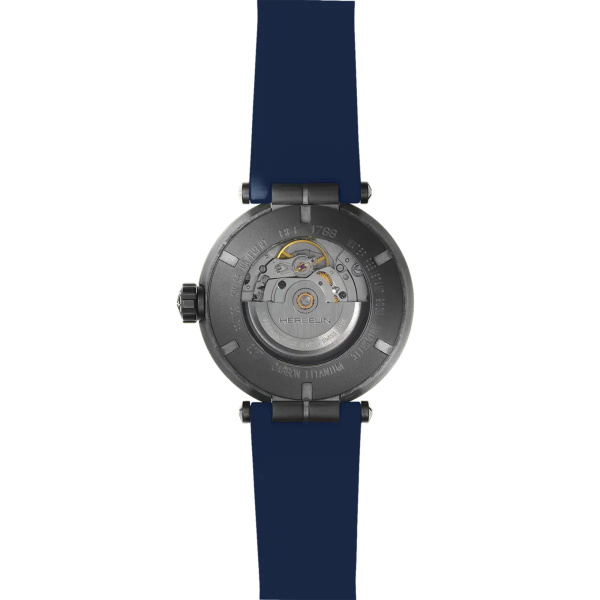 Montre Herbelin Newport Carbone Titane 43 mm Automatique Cadran Bleu Bracelet Caoutchouc