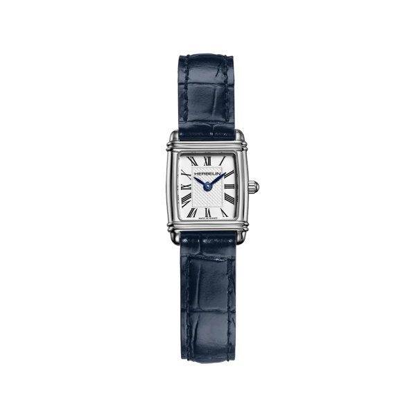 Montre Herbelin Art Déco Tonneau 19,4 mm Quartz Cadran Argent Cuir Bleu