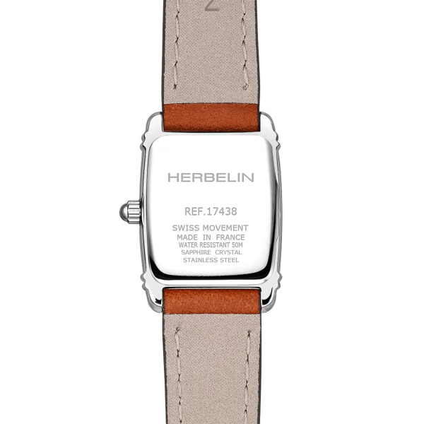 Montre Herbelin Art Déco Tonneau 19,4 mm Quartz Cadran Argent Guilloché Cuir Camel