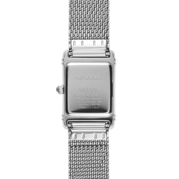 Montre Herbelin Art Déco 24,4 mm Quartz Cadran Argent Brossé Maille Milanaise