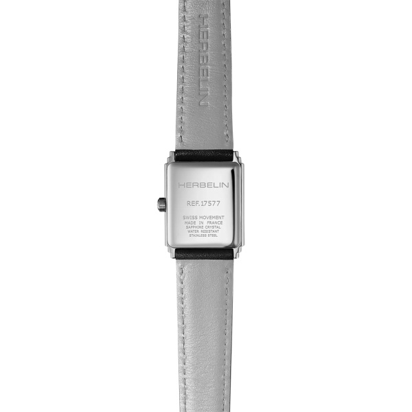 Montre Herbelin Art Déco 1925's 22 mm Quartz Acier Cadran Noir Index Diamants