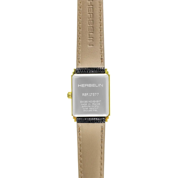 Montre Herbelin Art Déco 1925's 22 mm Quartz PVD Or Jaune Cadran Noir Laqué