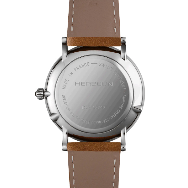 Montre Herbelin Inspiration Phase de Lune 38 mm Cadran Blanc Cuir