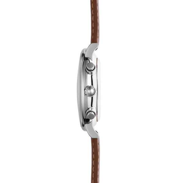 Montre Herbelin Inspiration Chrono 40 mm Cadran Argent Brossé Cuir Camel