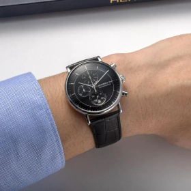 Montre Herbelin Inspiration Chrono 40 mm Cadran Noir Cuir Crocodile