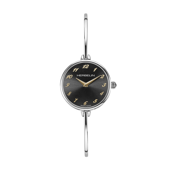 Montre Herbelin Fil 26 mm Cadran Noir Chiffres Dorés Acier