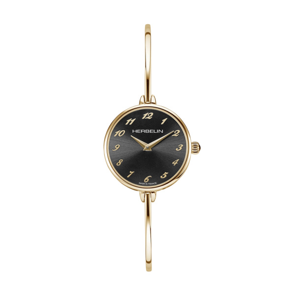 Montre Herbelin Fil 26 mm PVD Or Jaune Cadran Noir Chiffres Arabes