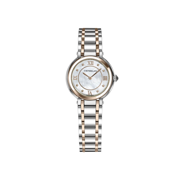 Montre Herbelin Galet Bicolore Or Rose Nacre 28 mm