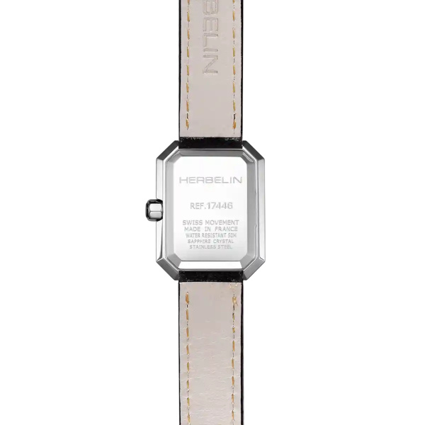 Montre Herbelin Octogône Rectangle Nacre Blanche Chiffres Romains Cuir 20,4 mm