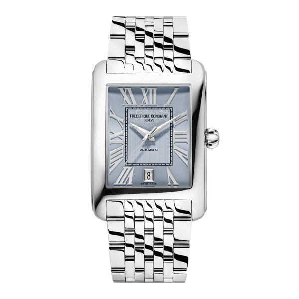 Montre Frederique Constant Classics Carrée Automatic 42,3 x 30 mm Cadran Bleu Clair Bracelet Acier