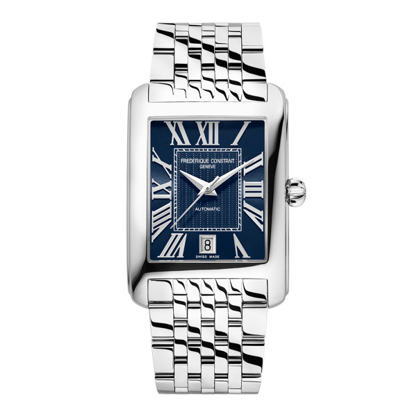 Montre Frederique Constant Classics Carrée Automatic 42,3 x 30 mm Cadran Bleu Bracelet Acier