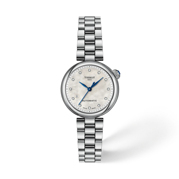 Montre Tissot Desir 28 mm Automatique Cadran Nacre Blanche Index Diamants Bracelet Acier