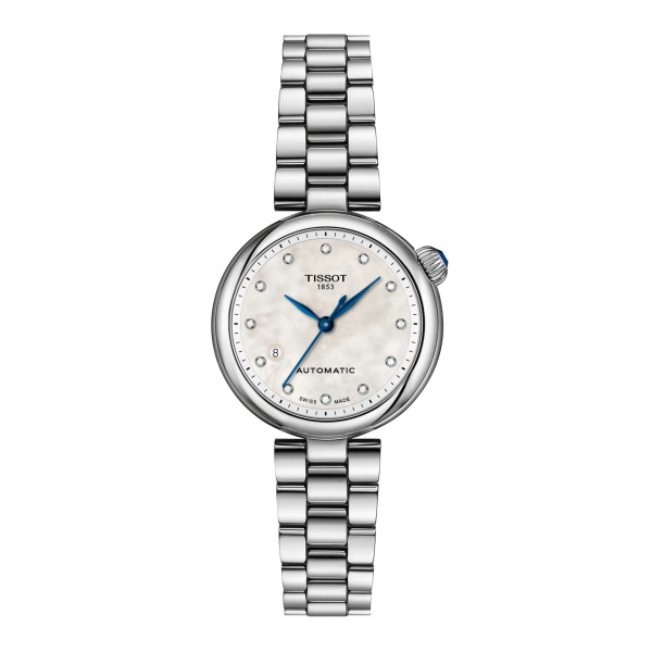 Montre Tissot Desir 28 mm Automatique Cadran Nacre Blanche Index Diamants Bracelet Acier