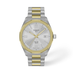 Montre Tissot PRC 100 Solar 39 mm Quartz Cadran Argent Bicolore Doré