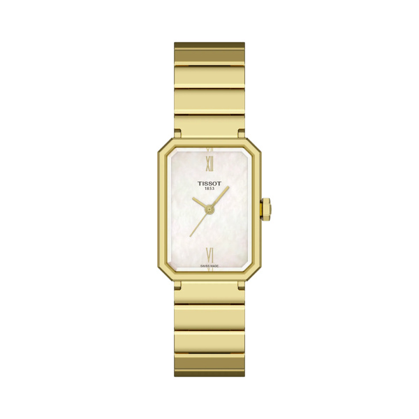 Montre Tissot SRV 30 mm Quartz Cadran Nacre Blanche Acier PVD Or Jaune