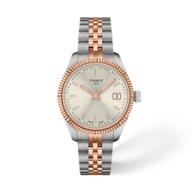 Montre Tissot Ballade 34 mm Quartz Cadran Argent Bicolore Ton Or Rose