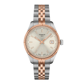 Montre Tissot Ballade 34 mm Quartz Cadran Argent Bicolore Ton Or Rose