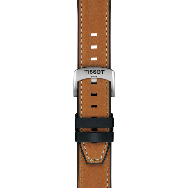 Bracelet Montre Tissot Cuir Marron Clair et Caoutchouc Entre-cornes 21 mm
