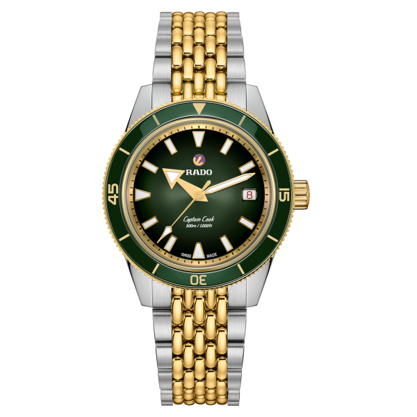 Montre Rado Captain Cook 39 mm Automatique Cadran Dégradé Vert Bicolore Doré