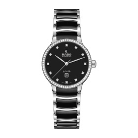Montre Rado Centrix Automatic Diamonds 30,5 mm Cadran Noir Lunette Sertie Bracelet Céramique
