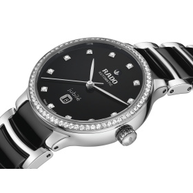 Montre Rado Centrix Automatic Diamonds 30,5 mm Cadran Noir Lunette Sertie Bracelet Céramique