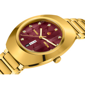 Montre Rado DiaStar Original 38 mm Automatique Cadran Rouge Soleillé Jour Date Doré