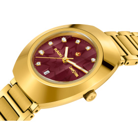 Montre Rado DiaStar Original 30 mm Automatique Cadran Rouge Soleillé Doré