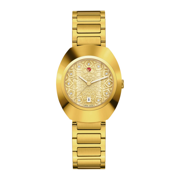 Montre Rado DiaStar Original 30 mm Automatique Cadran Jaune Poudre de Diamant Doré