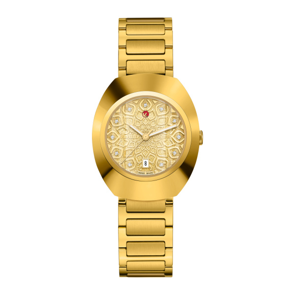 Montre Rado DiaStar Original 30 mm Automatique Cadran Jaune Poudre de Diamant Doré