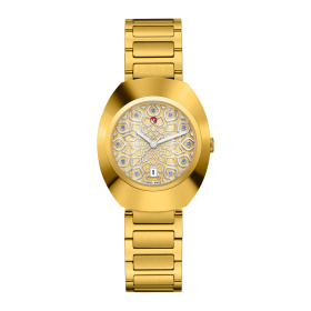 Montre Rado DiaStar Original 30 mm Automatique Cadran Rhodié Zircons Bleus Doré