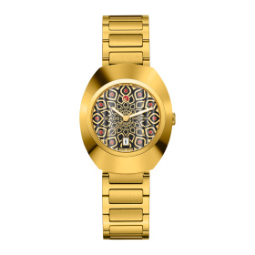 Montre Rado DiaStar Original 30 mm Automatique Cadran Noir Zircons Rouges Doré