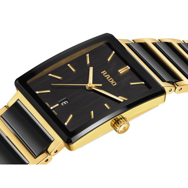 Montre Rado Integral 31,5 mm Quartz Cadran Noir Céramique Noire PVD Doré