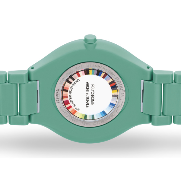 Montre Rado True Thinline Les Couleurs Le Corbusier 39 mm Quartz Vert Anglais Édition Limitée
