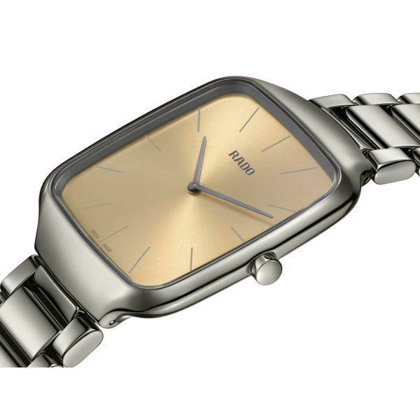 Montre Rado True Square Thinline 37 mm Quartz Céramique Plasma Cadran Champagne