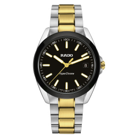 Montre Rado HyperChrome 41,5 mm Quartz Cadran Noir Bracelet Acier et PVD Doré