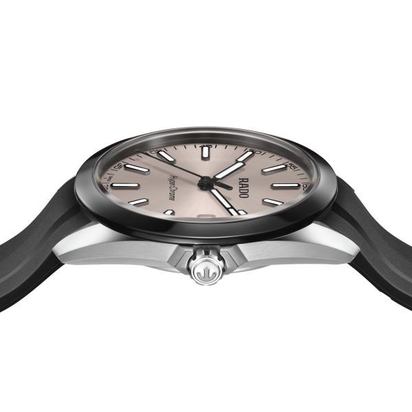 Montre Rado HyperChrome 41,5 mm Quartz Cadran Rhodium Bracelet Caoutchouc Noir