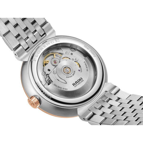 Montre Rado Florence Automatic 39 mm Cadran Champagne Diamants Bicolore Ton Or Rose