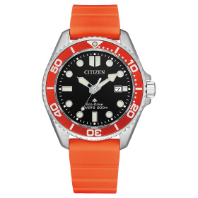 Montre Citizen Promaster Marine 40,55 mm Eco-Drive Plongée Cadran Noir Bracelet Orange
