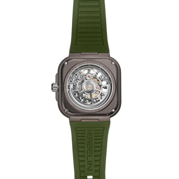 Montre Herbelin Cap Camarat Square Squelette Titane 40,5 mm Automatique Bracelet Caoutchouc Kaki Édition Limitée
