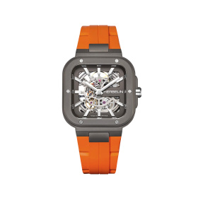 Montre Herbelin Cap Camarat Square Squelette Titane 40,5 mm Automatique Bracelet Caoutchouc Orange Édition Limitée