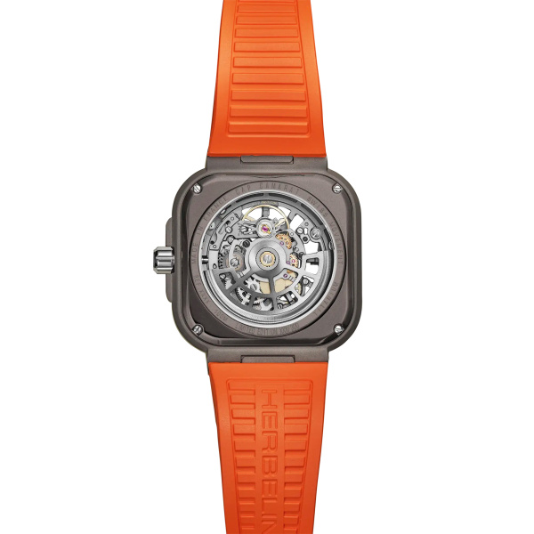 Montre Herbelin Cap Camarat Square Squelette Titane 40,5 mm Automatique Bracelet Caoutchouc Orange Édition Limitée
