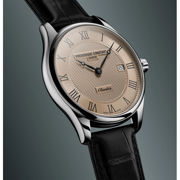 Montre Frederique Constant Classics Quartz Date 40 mm Cadran Crème Bracelet Cuir Noir
