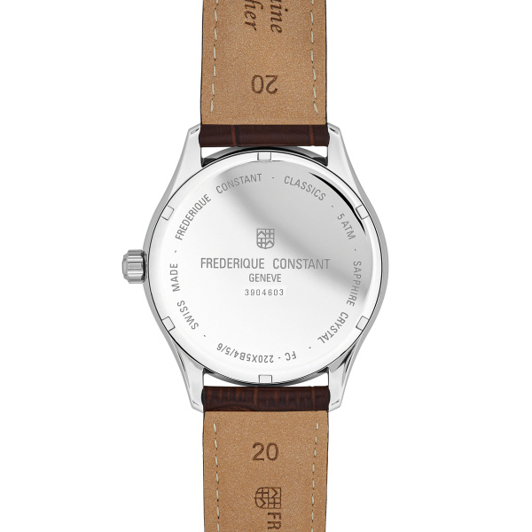 Montre Frederique Constant Classics Quartz Date 40 mm Cadran Bleu Bracelet Cuir Brun