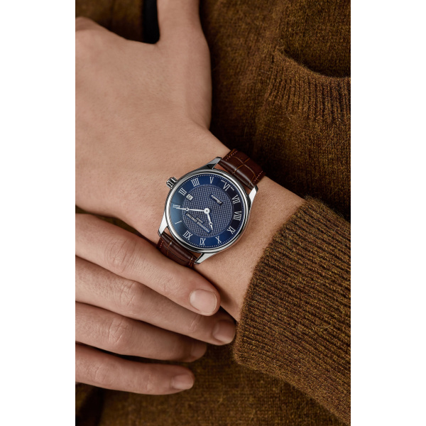 Montre Frederique Constant Classics Quartz Date 40 mm Cadran Bleu Bracelet Cuir Brun
