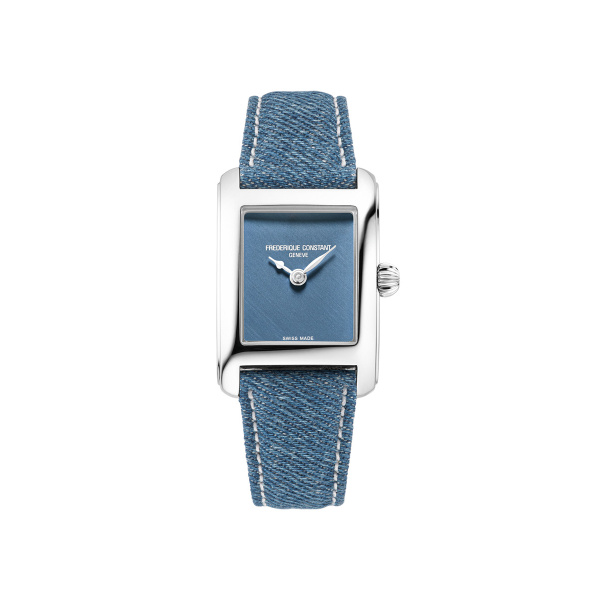Montre Frederique Constant Classics Carrée Ladies Denim Edition 30 x 21 mm Quartz Cadran Bleu Bracelet Jean