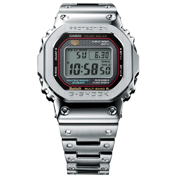 Montre Casio G-Shock GMW-B5000 Full Metal 43,2 mm Tough Solar Radio-pilotée Bluetooth Acier Rouge Bleu Jaune