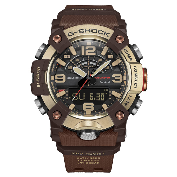 Montre Casio G-Shock Mudmaster GG-B100XMH 51,3 mm Quartz Bluetooth Lunette Dorée Bracelet Résine Brun